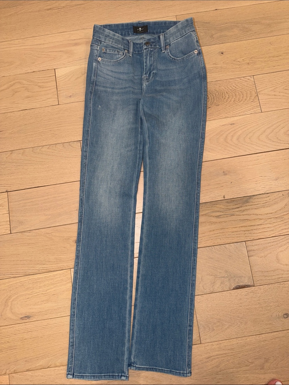 7 For All Mankind Straight-Leg Jeans in Medium Blue Wash